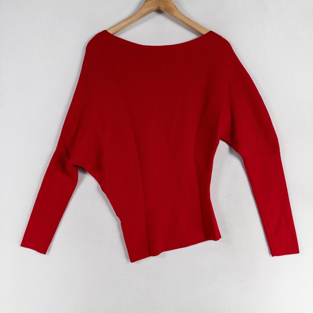 Banana Republic Sweater Womens XS Red Rib Knit Asymmetrical Long Sleeve - Picture 3 of 8